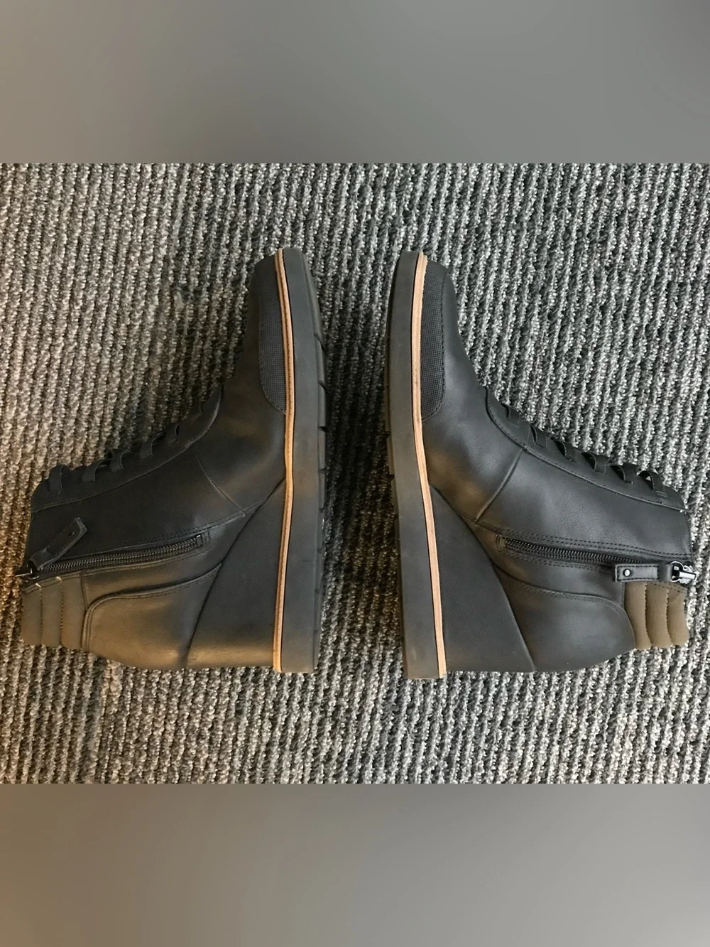 Dr. Scholl's Black Wedge Sneaker Boot with Olive Collar
